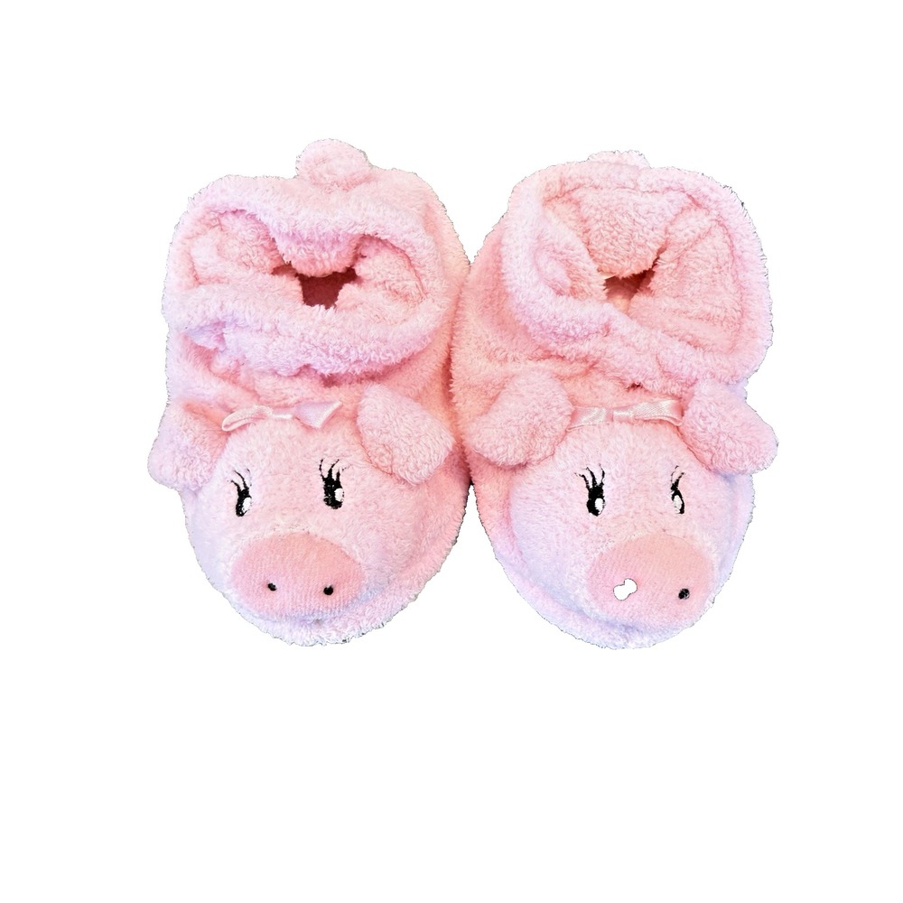 Baby Collection Fuzzy Pink Pig Slippers Size 5 / 6 Girls Baby Fleece